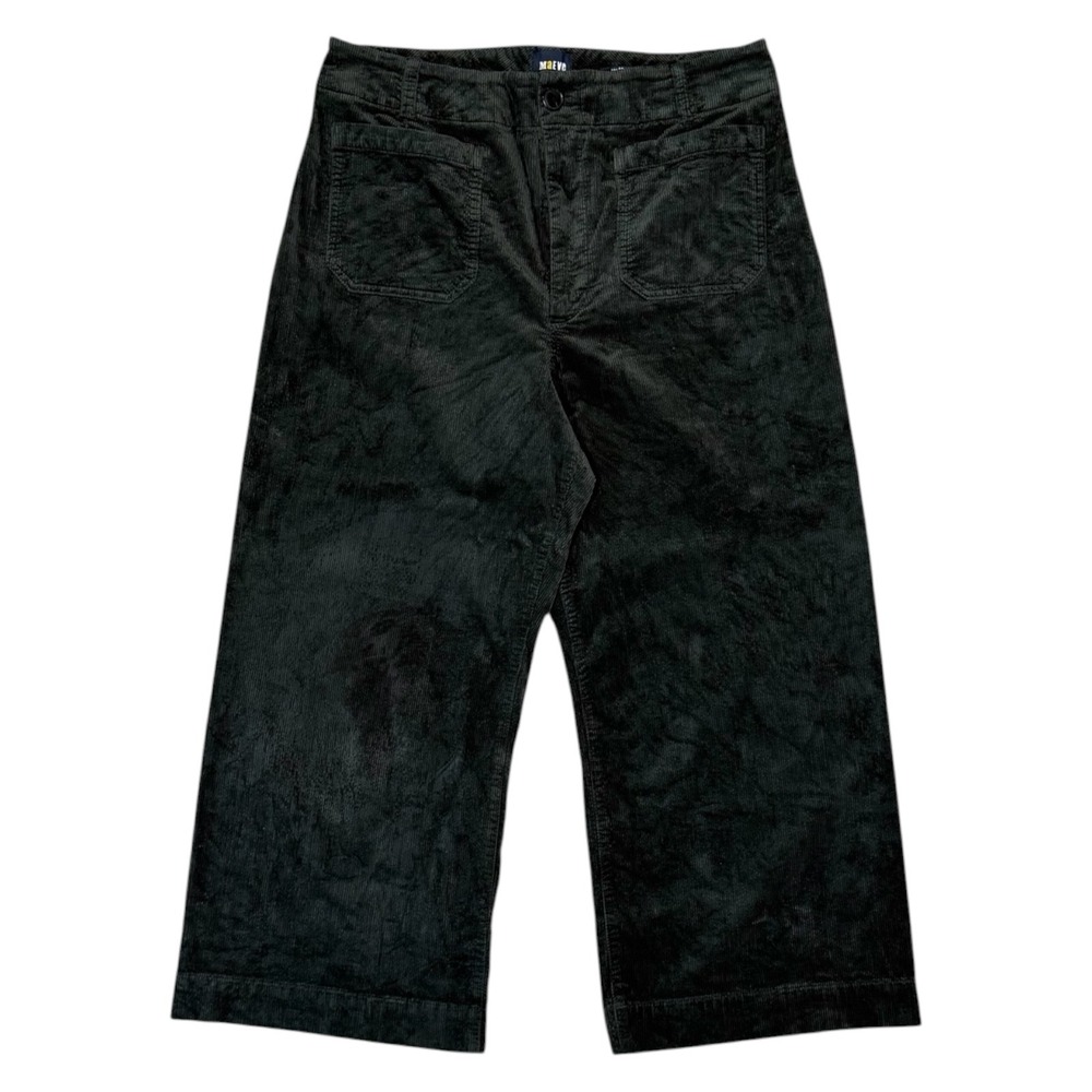 Maeve Anthropologie The Colette Corduroy Wide Leg Pants‎ Dark Green Size 34 Crop